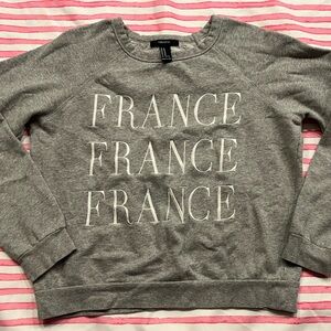 Forever 21 Heather Gray France Print Sweater